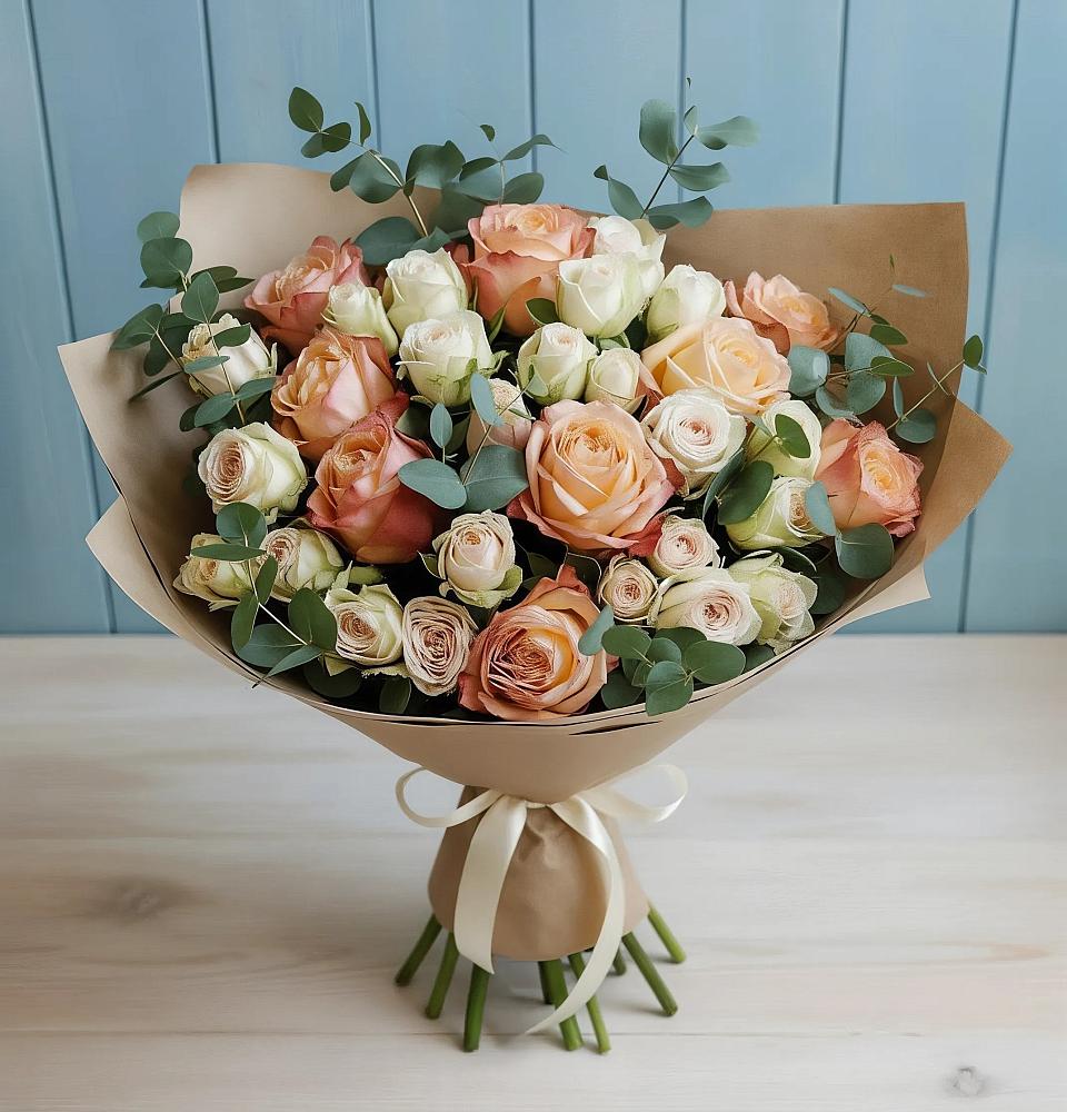 Букет цветов из: Альстромерии и Розы в Родино