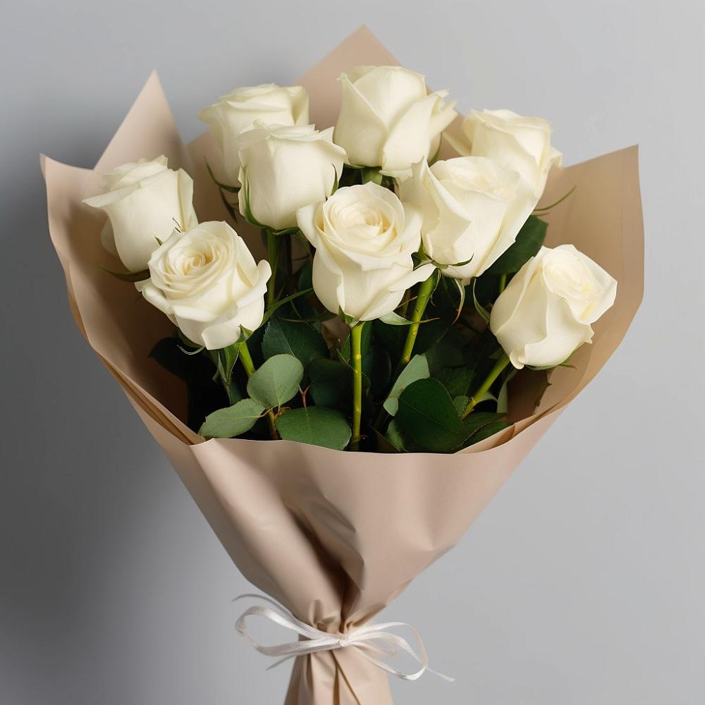 Букет 9 Белых роз Эдлесс Лав в Родино