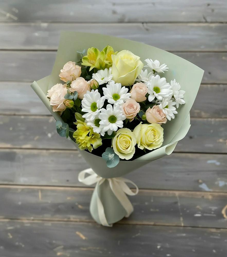 Букет цветов из: Альстромерии, Розы и Хризантемы в Родино