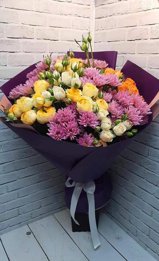 Букет цветов из: Хризантемы и Розы в Родино