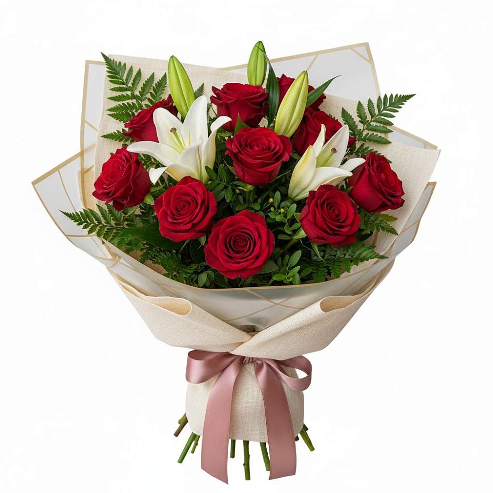 Букет цветов из: Лилии и Розы в Родино