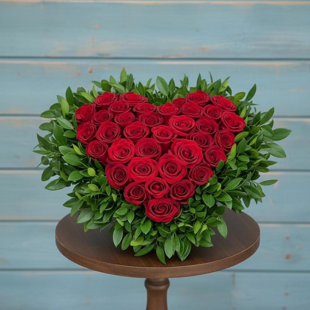 Цветочная композиция из Розы в виде сердца в Родино