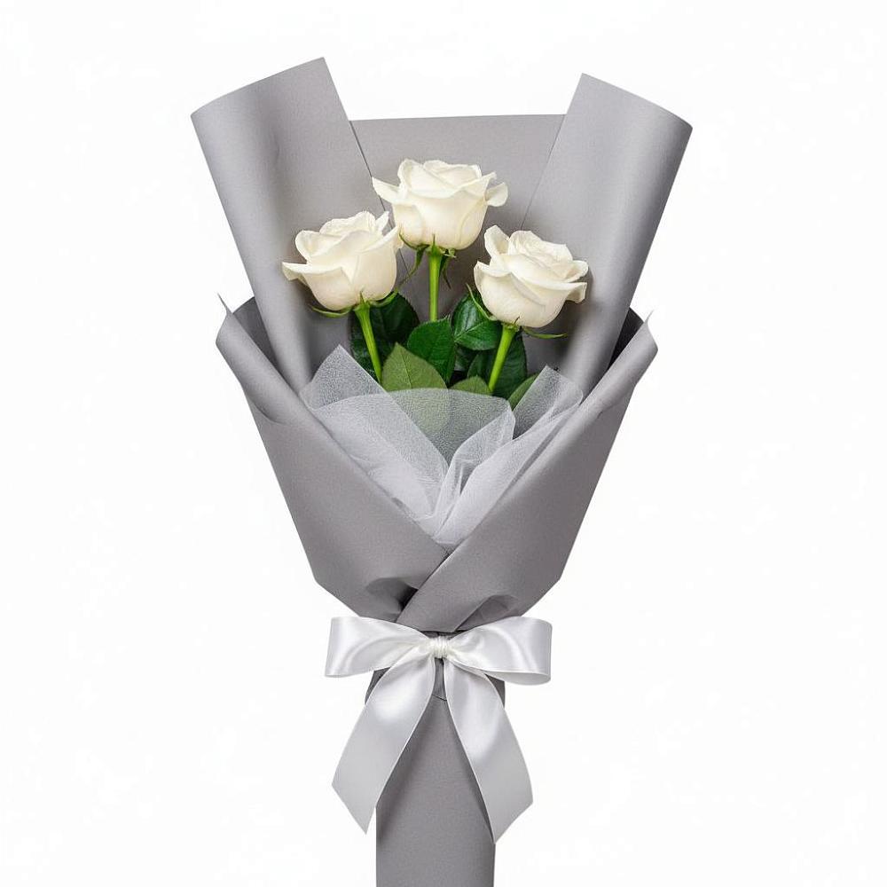 Букет 3 белые розы в Родино