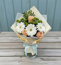 Букет цветов из:  Герберы, Розы и Хризантемы в Родино